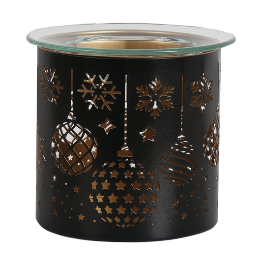 Black Silhouette Xmas Bauble Tea Light Wax Burner