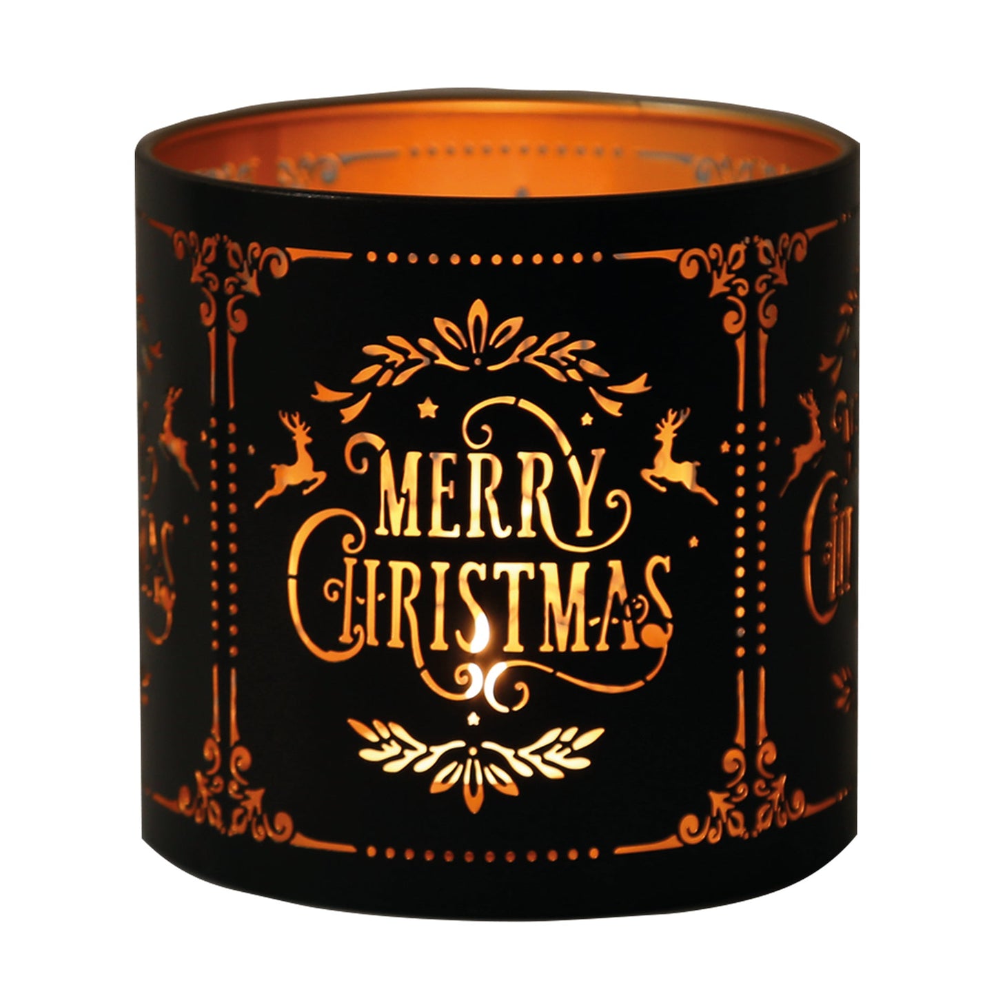 Merry Xmas Black Silhouette Tea Light Wax Burner